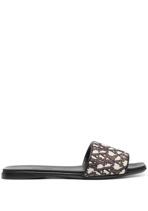 Max Mara logo-jacquard leather slides - Brown