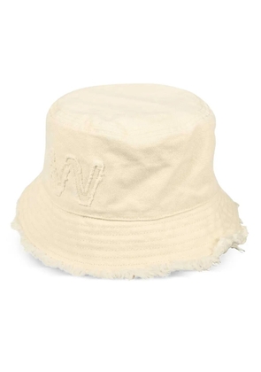 Weekend Max Mara embroidered frayed-edge bucket hat - Neutrals