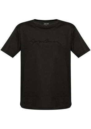 Giorgio Armani logo-embroidered T-shirt - Black