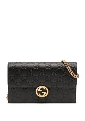 Gucci Pre-Owned 2000-2015 Guccissima Interlocking G Wallet On Chain crossbody bag - Black