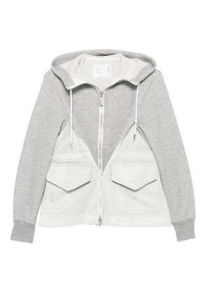sacai Sponge Sweat panelled zip-up hoodie - Grey