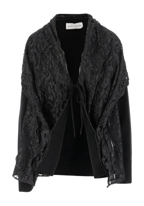 Niccolò Pasqualetti lace-insert crew-neck cardigan - Black