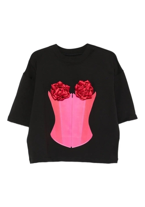 HAMZA rose-embellished T-shirt - Black