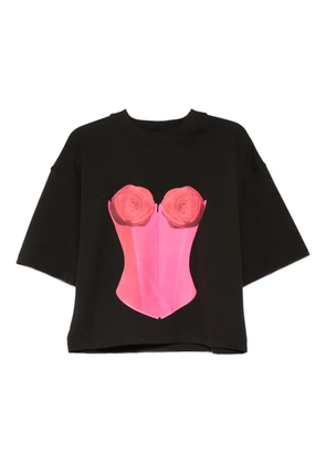 HAMZA Belle rose-corset print T-shirt - Black