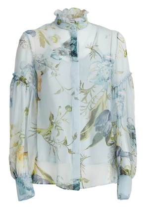 ERDEM botanical-print silk blouse - Blue
