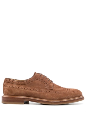 Brunello Cucinelli perforated suede brogues - Brown