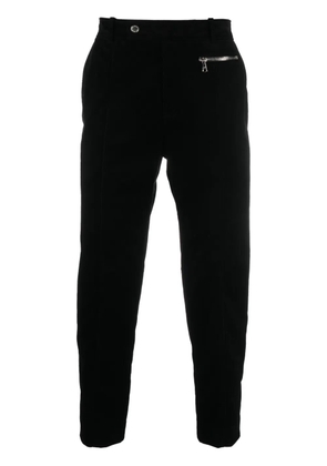 Balmain tapered-leg suede cropped trousers - Black