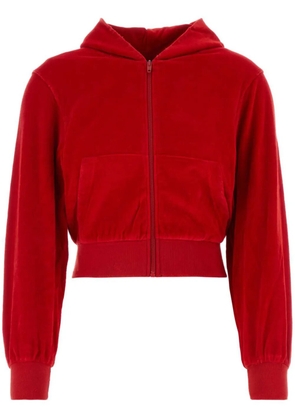 Balenciaga rhinestone-logo zipped hoodie - Red