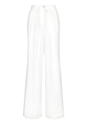 Dolce & Gabbana floral-lace long-length palazzo pants - White