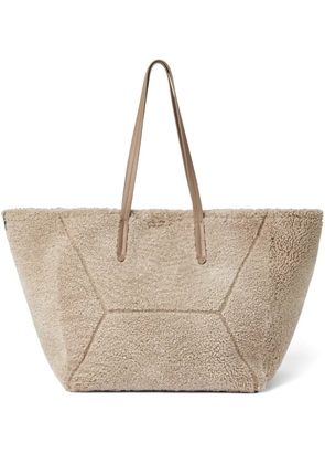 Brunello Cucinelli shearling tote bag - Neutrals