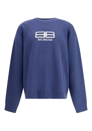 Balenciaga logo-print crewneck sweater - Blue