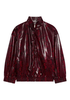 GCDS zip snakeskin jacket - Red