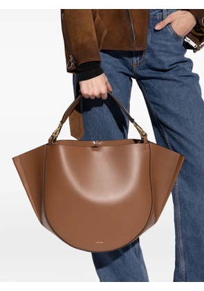 Wandler Hortensia curve strap leather tote bag - Brown