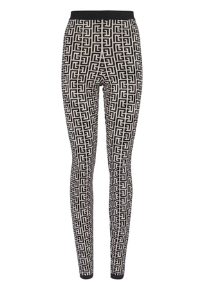 Balmain monogram-print high-waisted leggings - Black