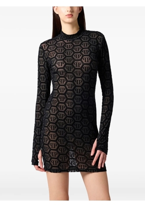 Philipp Plein long-sleeved mini dress - Black