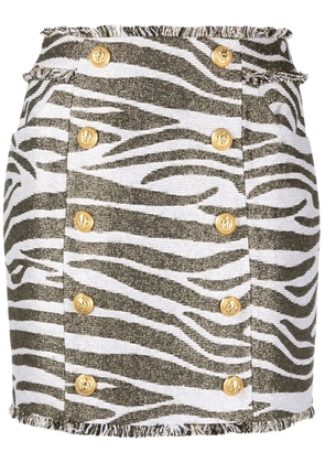 Balmain zebra print high-waisted miniskirt - White