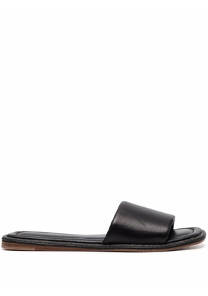 Brunello Cucinelli monili-embellished leather slides - Black
