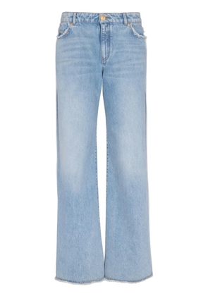 Balmain frayed-trim straight-leg jeans - Blue