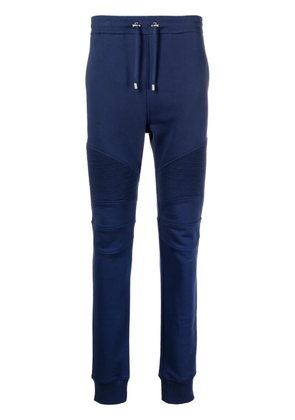 Balmain logo-print ribbed track pants - Blue