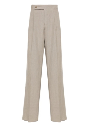 Giorgio Armani linen straight-leg trousers - Neutrals