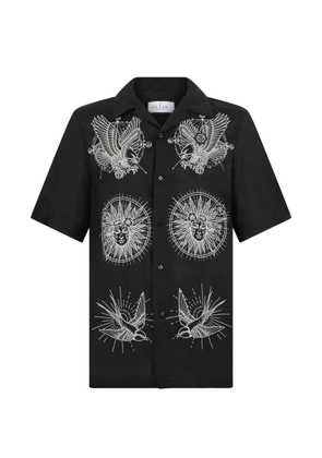 Philipp Plein tattoo embroidery bowling shirt - Black