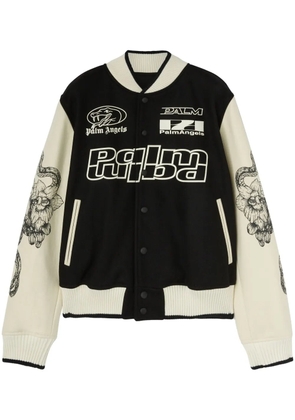 Palm Angels snake-print varsity jacket - Black
