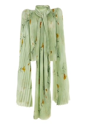 Balenciaga floral-print pleated blouse - Green