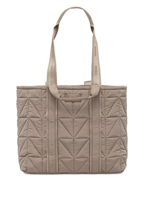 BOSS quilted logo-patch tote bag - Neutrals