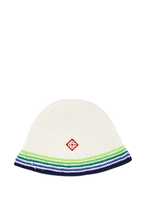 Casablanca stripe crochet beanie hat - White