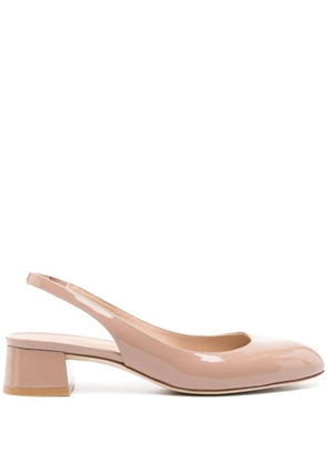 Stuart Weitzman Vivienne 35mm patent-leather pumps - Neutrals