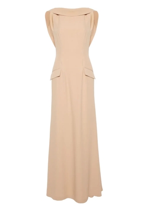 Alberta Ferretti ruffled flared maxi dress - Neutrals