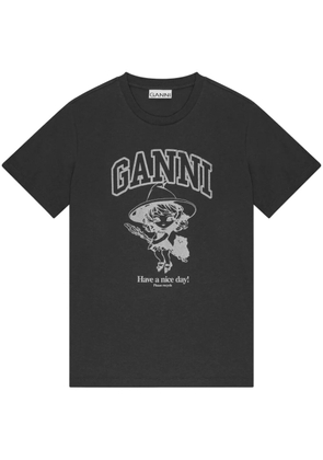 GANNI logo-print T-shirt - Black
