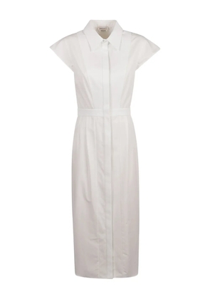 Alexander McQueen collared short-sleeved midi dress - White