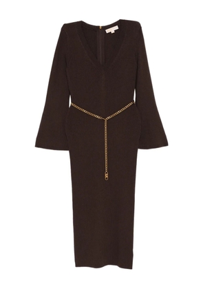 Michael Kors logo-chain midi dress - Brown