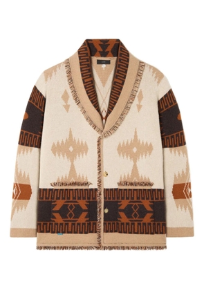 Alanui Icon jacquard fringed cardigan - Neutrals