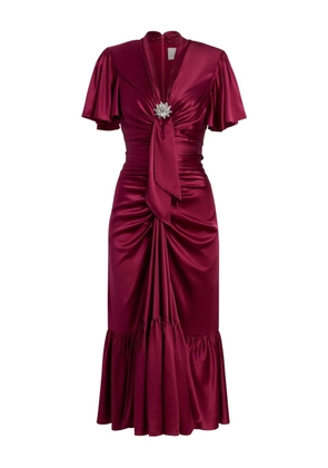 Cinq A Sept Peeta brooch ruffled midi dress - Red