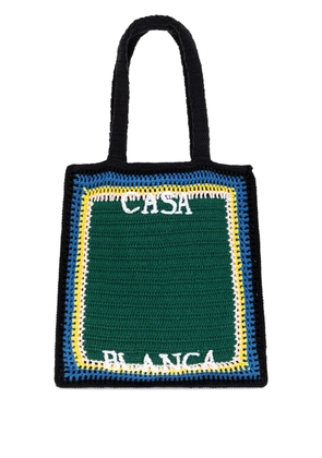 Casablanca lettering cotton tote bag - Green