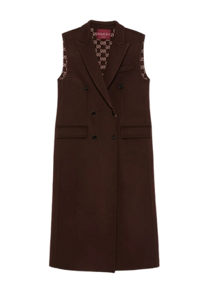 Gucci double-breasted sleeveless coat - Brown