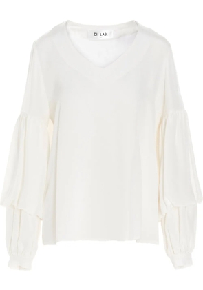 DI.LA3 PARI' puff-sleeve silk blouse - White