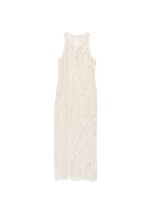 Patrizia Pepe embroidered midi dress - Neutrals