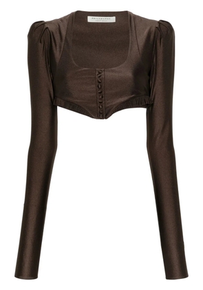 Philosophy Di Lorenzo Serafini ruffle-trim cropped top - Brown