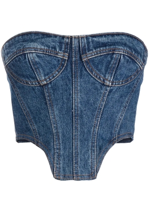 David Koma denim bustier crop top - Blue
