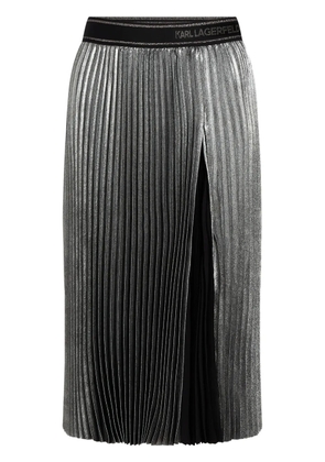 Karl Lagerfeld metallic pleated midi skirt - Silver