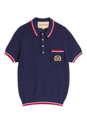 Valentino Garavani contrast-trim knitted polo shirt - Blue