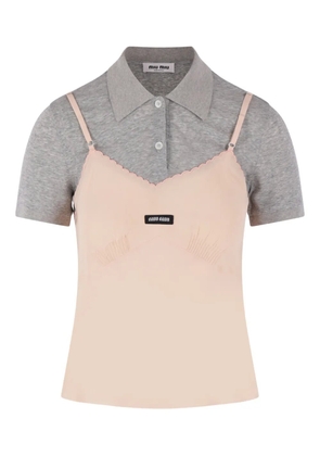 Miu Miu cotton polo top - Grey