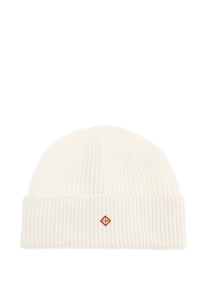 Casablanca ribbed wool beanie hat - White