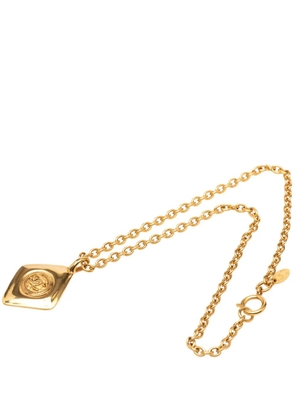 CHANEL Pre-Owned 1970-1980 CC Gold Plated Diamond Shape Pendant Necklace costume necklace