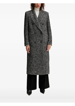 BOSS double-breasted herringbone coat - Black