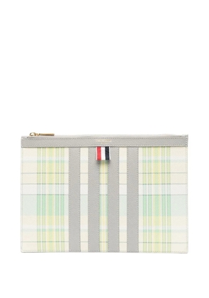 Thom Browne plaid-check print clutch bag - Green