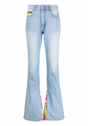 Philipp Plein floral insert flared jeans - Blue